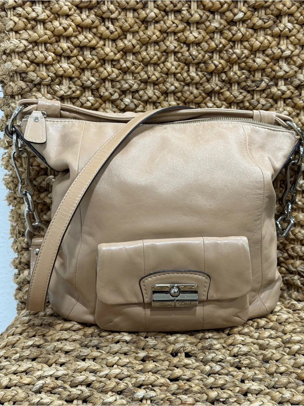Coach Beige Leather Crossbody Bag